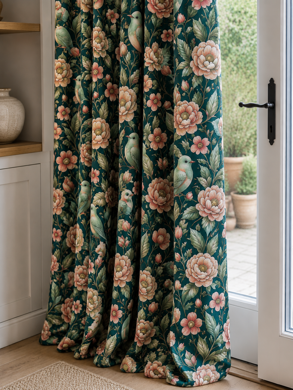 Cortinas Premium 140 x 260 cm Estampado Floral Vintage | Tejido Half Panamá de Alta Calidad | Cortinas Elegantes para Salón y Dormitorio | Loventra