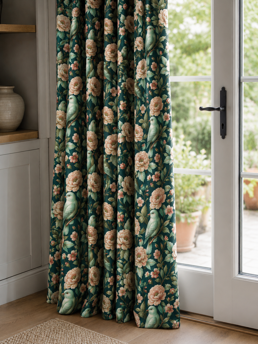 Cortinas Premium 140 x 260 cm Estampado Floral Vintage | Tejido Half Panamá de Alta Calidad | Cortinas Elegantes para Salón y Dormitorio | Loventra