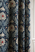 Cortinas Florales de Lujo Estilo William Morris | Cortinas Elegantes con Estampado Botánico Azul Marino | Cortinas Premium para Salón y Dormitorio