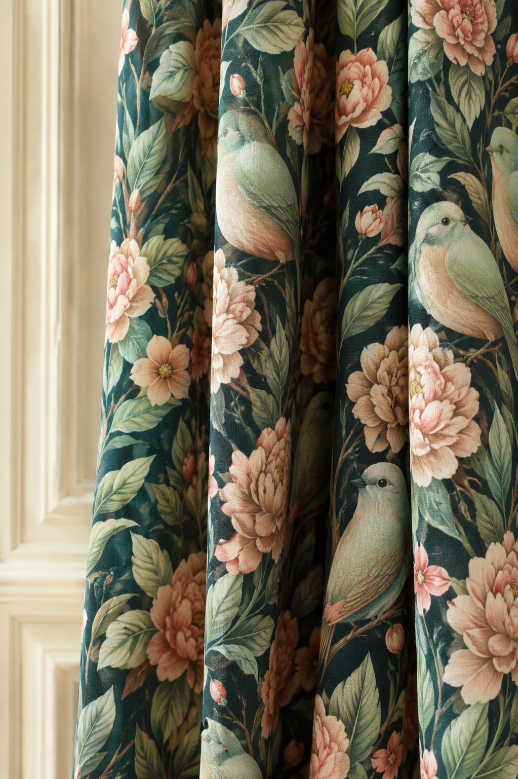 Cortinas Premium 140 x 260 cm Estampado Floral Vintage | Tejido Half Panamá de Alta Calidad | Cortinas Elegantes para Salón y Dormitorio | Loventra