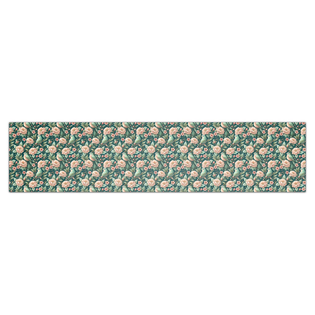 Piecera de cama botánica · Satén/Algodón-lino · Flores y pájaros vintage · Loventra