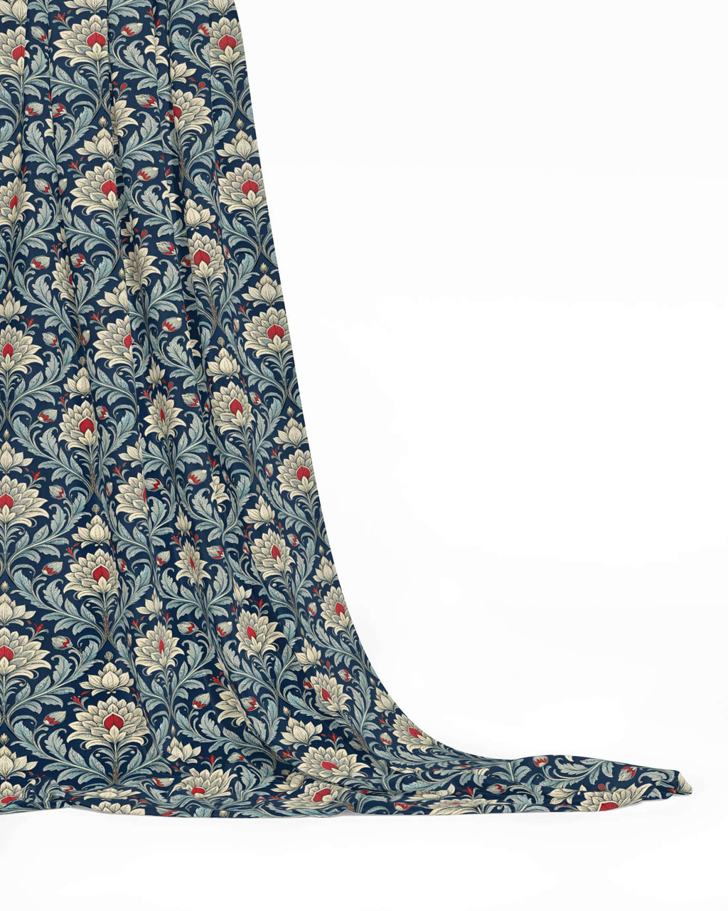 Cortinas Florales de Lujo Estilo William Morris | Cortinas Elegantes con Estampado Botánico Azul Marino | Cortinas Premium para Salón y Dormitorio